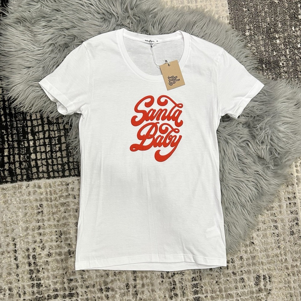 The Bee And The Fox Women's‎ Holiday "Santa Baby" Tee Size Small NEW